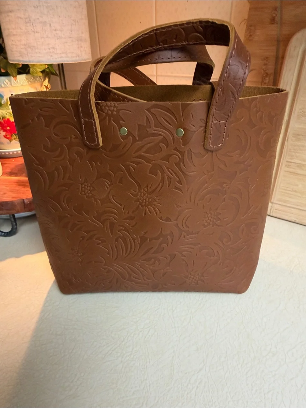 New Portland Leather Mini Crossbody Snap Tote in Meadow